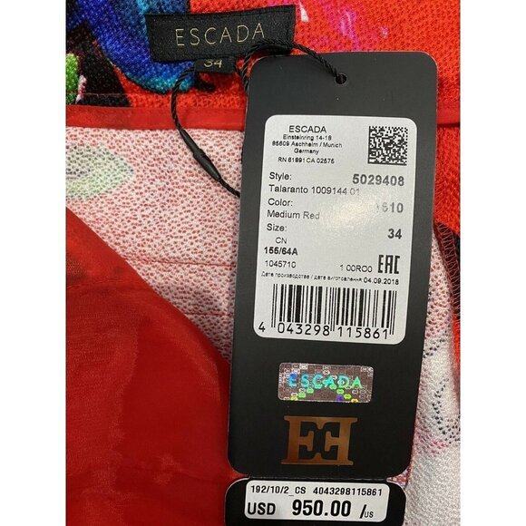 Escada Women Pants Talaranto Women Pants Germany Size 34 $950 - Picture 7 of 7